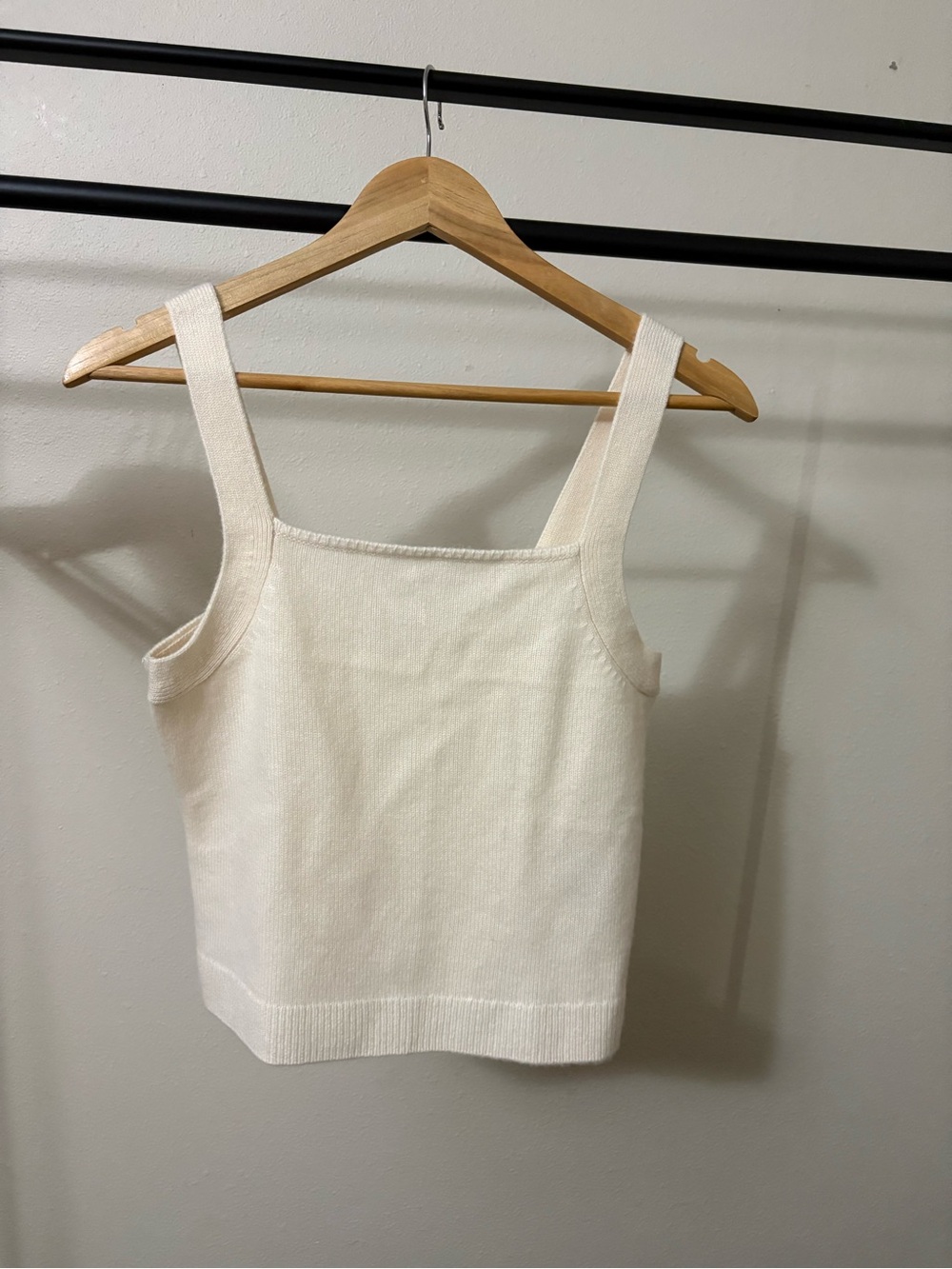 Banana Republic Cashmere Ivory Knit Square-Neck Tank